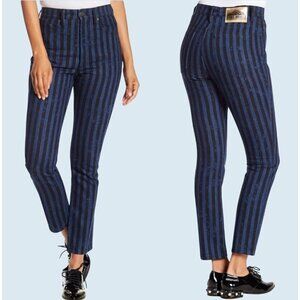 MARC JACOBS Blue & Black Striped Stovepipe High Rise Jeans NEW NWT